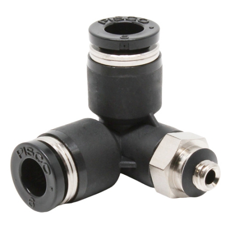 Đầu nối khí nén - khớp nối 3 cổng dạng khuỷu tay Pisco PVX6-M5 Đầu nối khí nén - khớp nối 3 cổng dạng khuỷu tay Pisco PVX6-M5